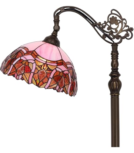 WERFACTORY Tiffany Floor Lamp Pink Baroque Stained Glass